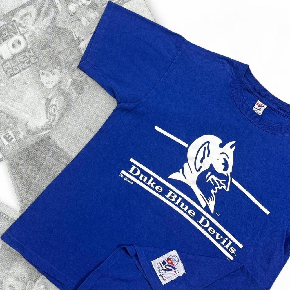 Vintage 90s The Game Duke University Blue Devils Single Stitch Graphic Tee Blue
